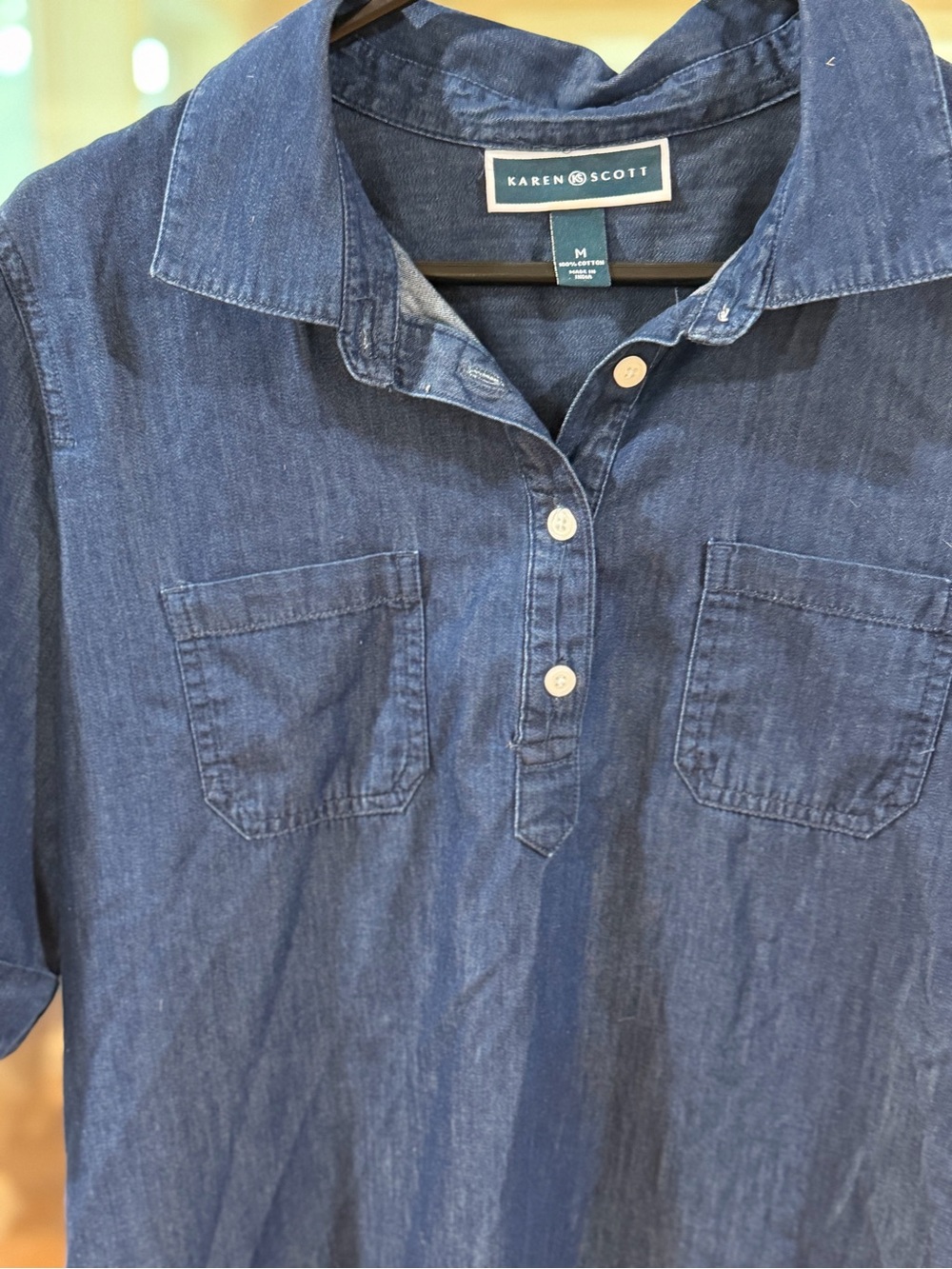 Karen Scott Denim-Blue Polo Tunic